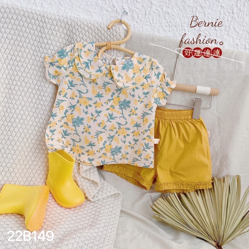 Bộ bé gái Bernie hoa cổ sen chất thô mềm cho bé từ 9-22kg-22B149