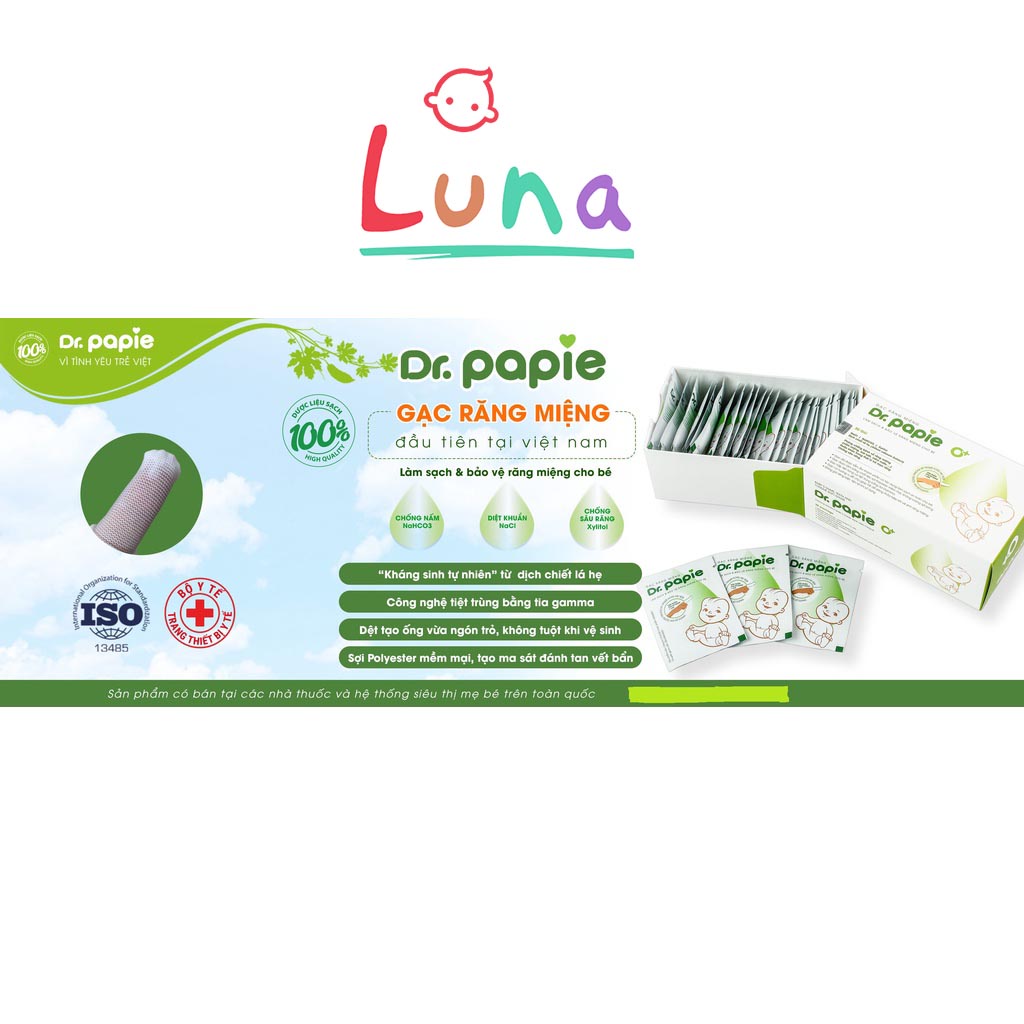Rơ lưỡi, gạc răng miệng thảo dược Dr Papie cho bé