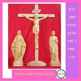 Bàn thờ Chúa chịu nạn bằng Gỗnhập Châu Âukích thước tượng cao 20x7cm, Thánh giá cao 37cm, tượng thờ