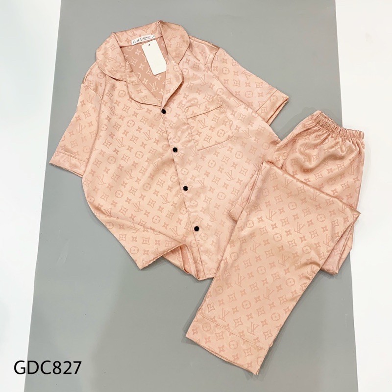 Đồ bộ lụa gấm mặc nhà ⚡️Bao xịn xò ⚡️họa tiết  LV, Dior - Bộ tay cộc quần dài