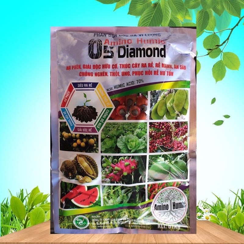 AMINO HUMIC Diamond 1kg Phân bón siêu axit Humic giúp hạ phèn, giải độc hữu cơ, thúc cây ra rễ