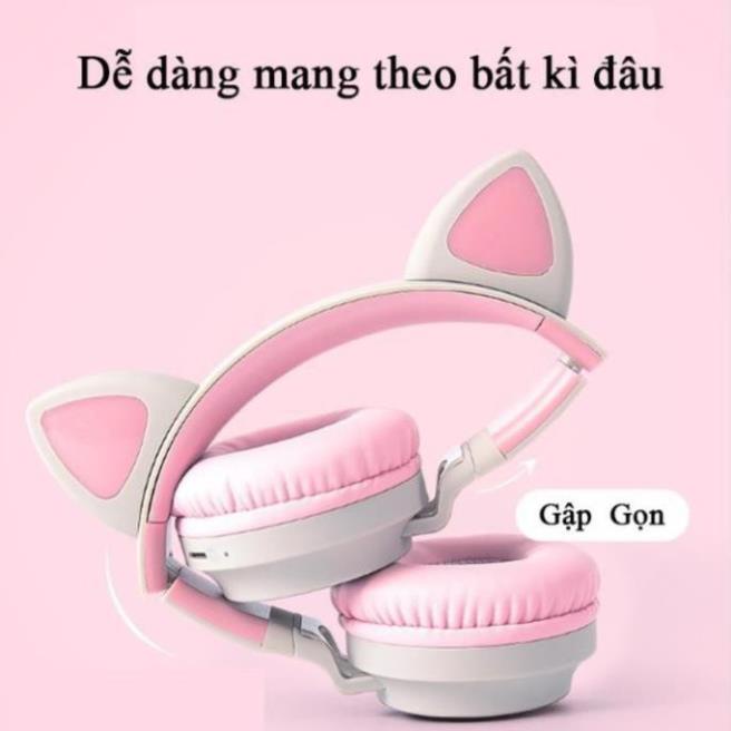 [FREESHIP-BH 12 THÁNG] Tai Nghe Mèo Blutooth Headphone dễ thương chống ồn có đèn led siêu cute