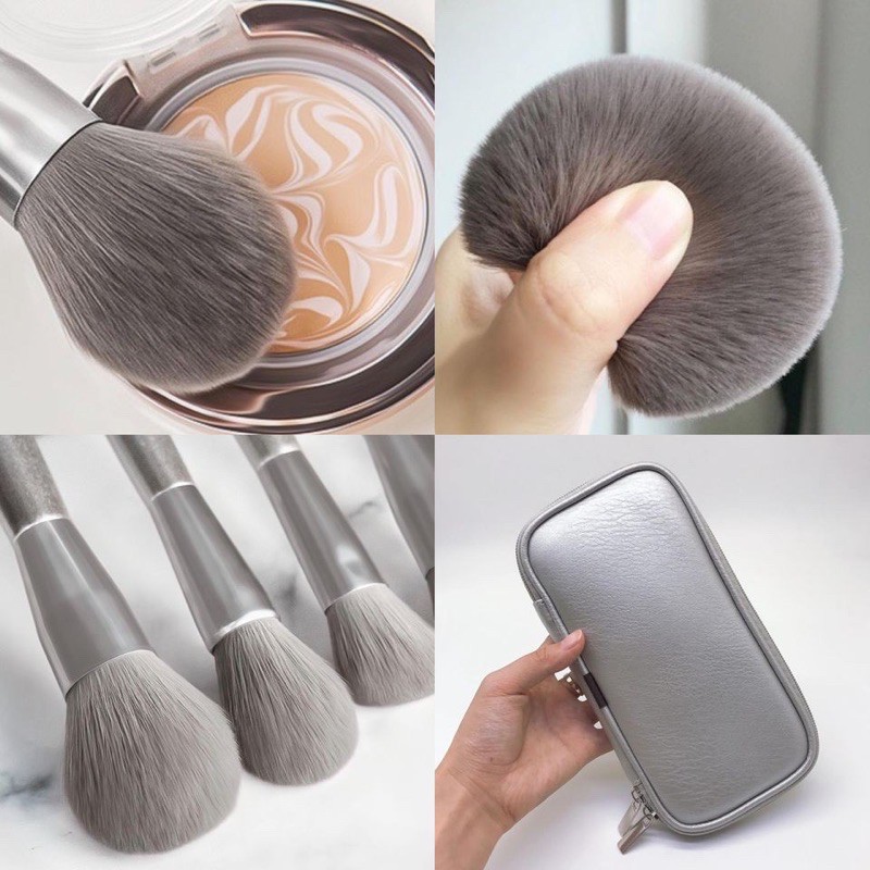 Bộ Cọ Trang Điểm  𝘍𝘳𝘦𝘦𝘴𝘩𝘪𝘱 Bộ Cọ Makeup 14 Cây Cán Bạc Cao Cấp Lông Siêu Mịn - Kun Store