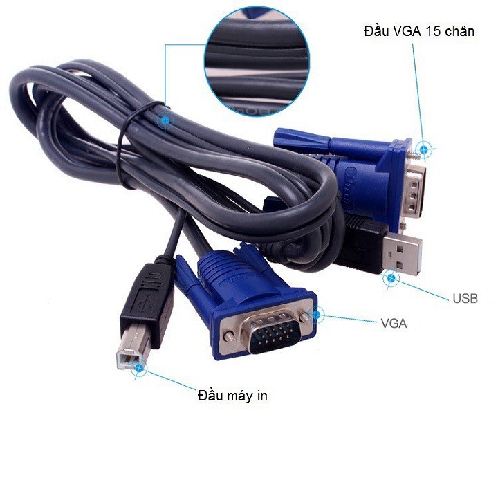 Cáp KVM USB 1.5m - Cáp nối bộ KVM