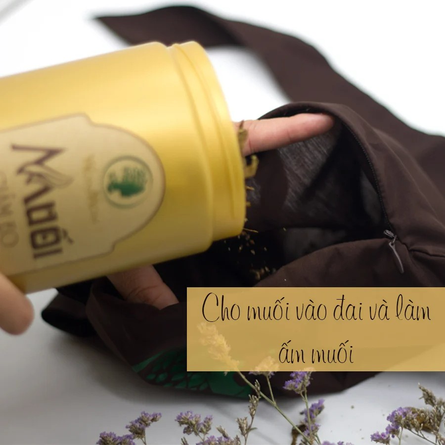 Combo đai quấn muối + hủ muối thảo dược WONMOM 1kg chườm nóng sau sinh, giảm eo mỡ bụng, co nhanh tử cung, săn chắc bụng