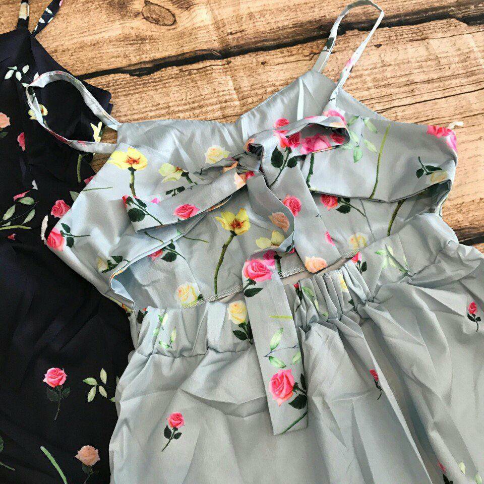 Đầm maxi hoa cột nơ lưng