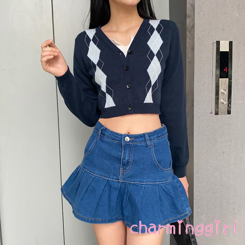 Áo Khoác Cardigan Dệt Kim Hoạ Tiết In Thiết Kế Cổ Chữ V Dành Cho Nữ