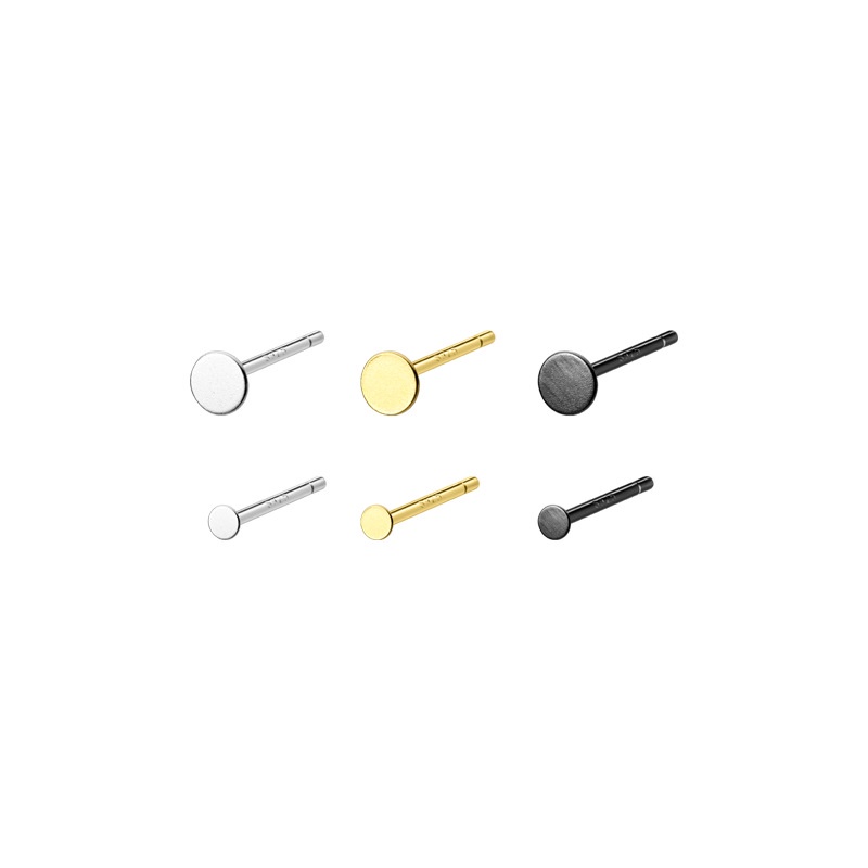 Đôi bông tai bạc Ý S925 mặt tròn trơn Asimi, bông tai bạc nữ tròn nhỏ đơn giản cute Circle One KT07