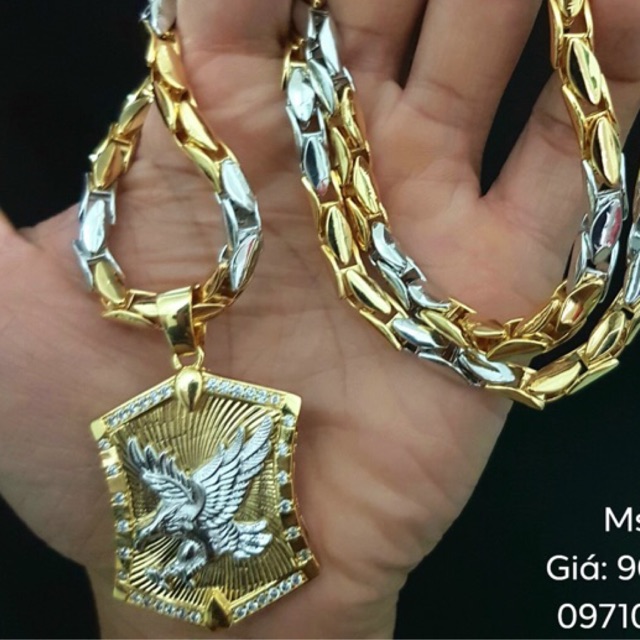 Dây chuyền nam 2 màu mặt đại bàng