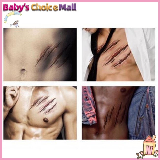 Miếng Dán Hình Xăm Giả Vết Thương Máu Giả Chống Thấm Nước Trang Điểm Halloween RC2251 10.56CM