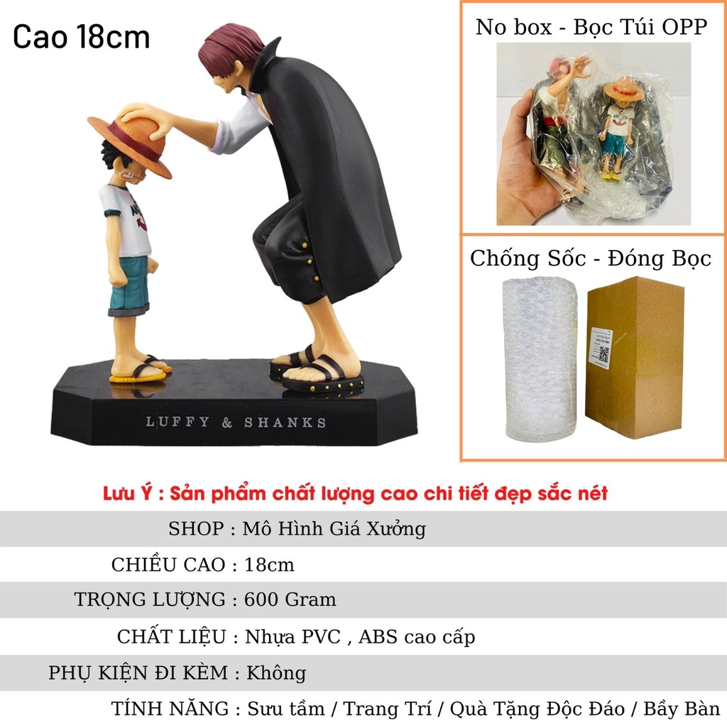 Mô hình one piece Luffy và Shanks Tóc Đỏ Cao 18cm - Tượng Figure Khởi Đầu Của Hành Trình One Piece