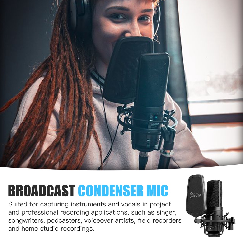 Bộ Micro BOYA BY-M1000 Chuyên Nghiệp Có Bộ Lọc Âm Thanh Chuyên Dụng Cho PC Thẻ Ghi Âm ASMR