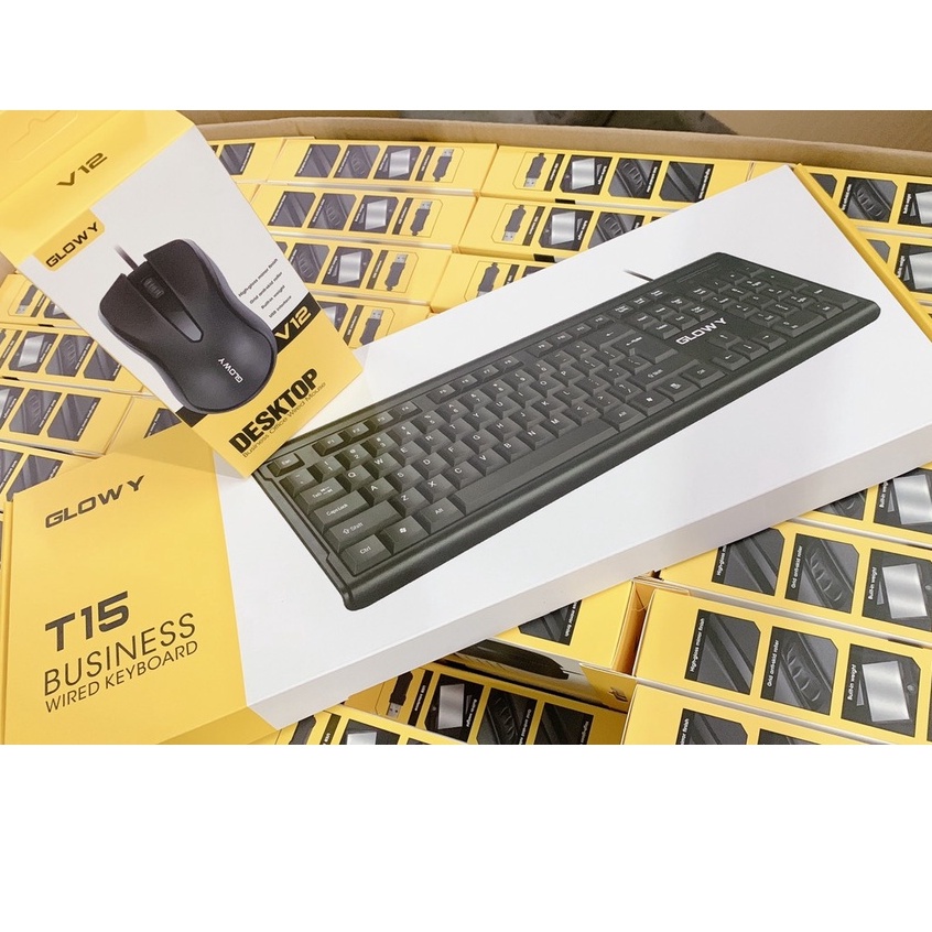 Bộ Bàn Phím Chuột Văn Phòng Glowy T15 USB Chuyên Dụng - Chính Hãng Bảo hành 12 Tháng