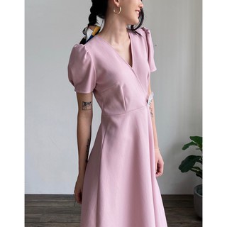 ĐẦM CỔ V ĐẮP CHÉO ĐÍNH HOA - D1136