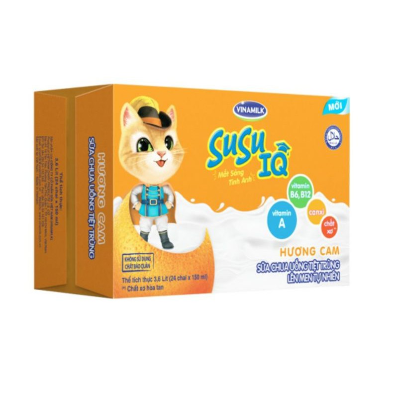 Sữa Chua Uống Susu IQ Hương Cam - Thùng 24 Chai x 150ml
