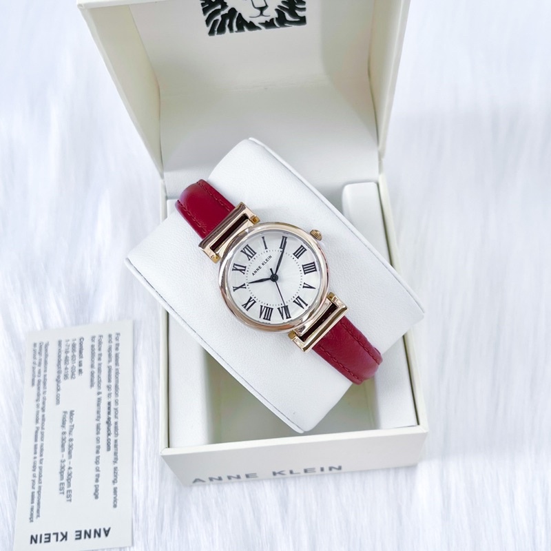 Đồng hồ nữ ANNE KLEIN model AK/2246CRRD dây da đỏ sang trọng