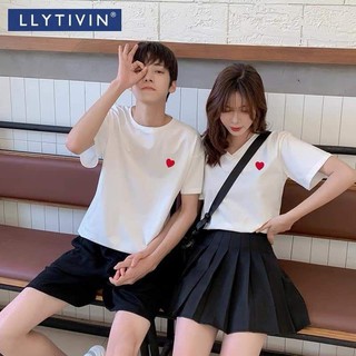 Áo đôi nam nữ cổ tim, áo phông chất mát thấm mồ hôi [ hàng đẹp ]