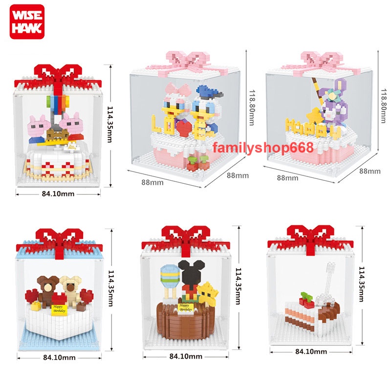 Xếp hình lego bánh kem sinh nhật  thỏ vịt donal gấu đồ chơi lắp ráp nanoblocks cho bé trai bé gái