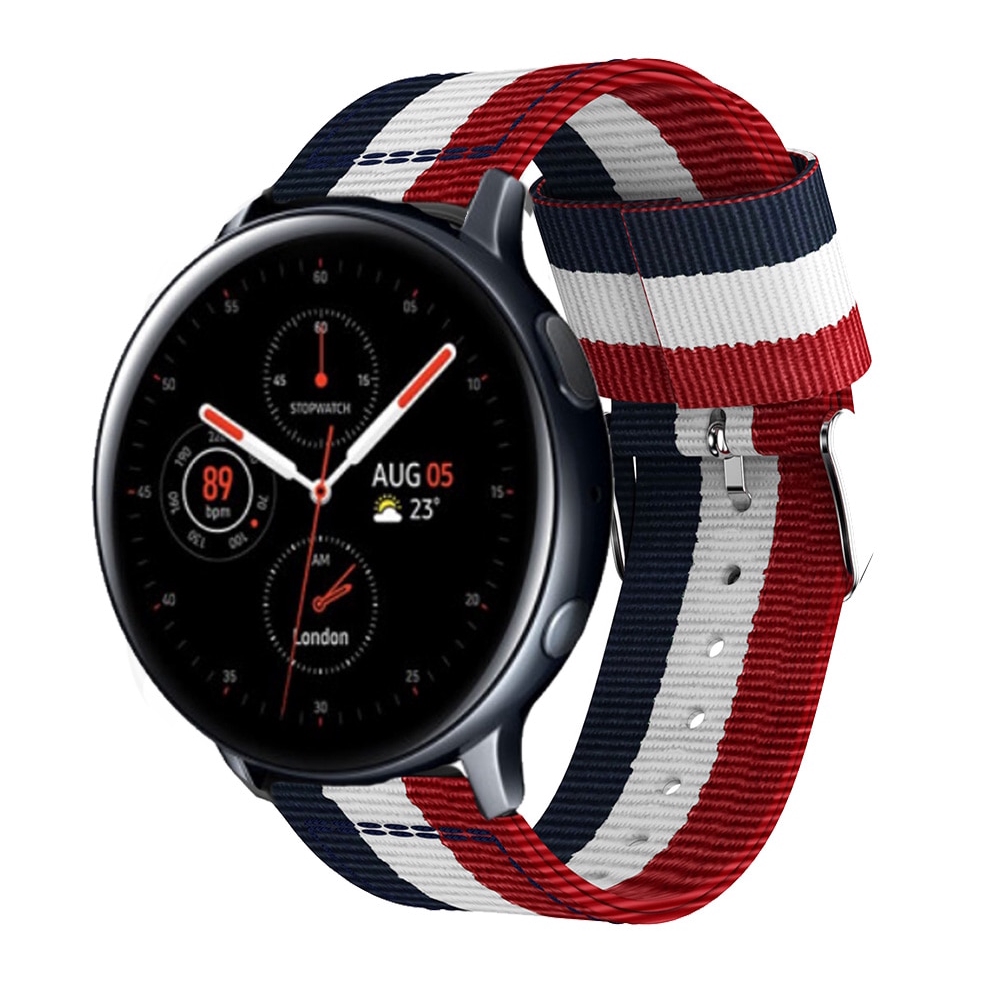 Dây đeo đồng hồ bằng nylon in họa tiết kẻ sọc cho Samsung galaxy Active 2 40mm 44mm Active 2 20mm