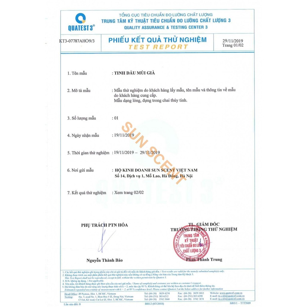 Tinh dầu Mùi Già Sun Scent hàng chuẩn thơm như Tết - full TEST GCMS | BigBuy360 - bigbuy360.vn