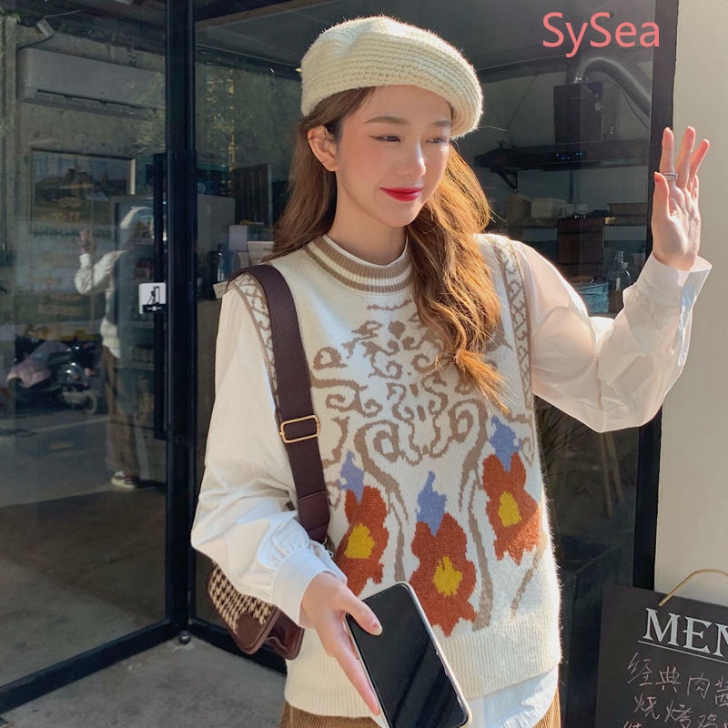 Áo sát nách cổ tròn dáng rộng kiểu Hàn Quốc thời trang mùa thu cho nữ | BigBuy360 - bigbuy360.vn