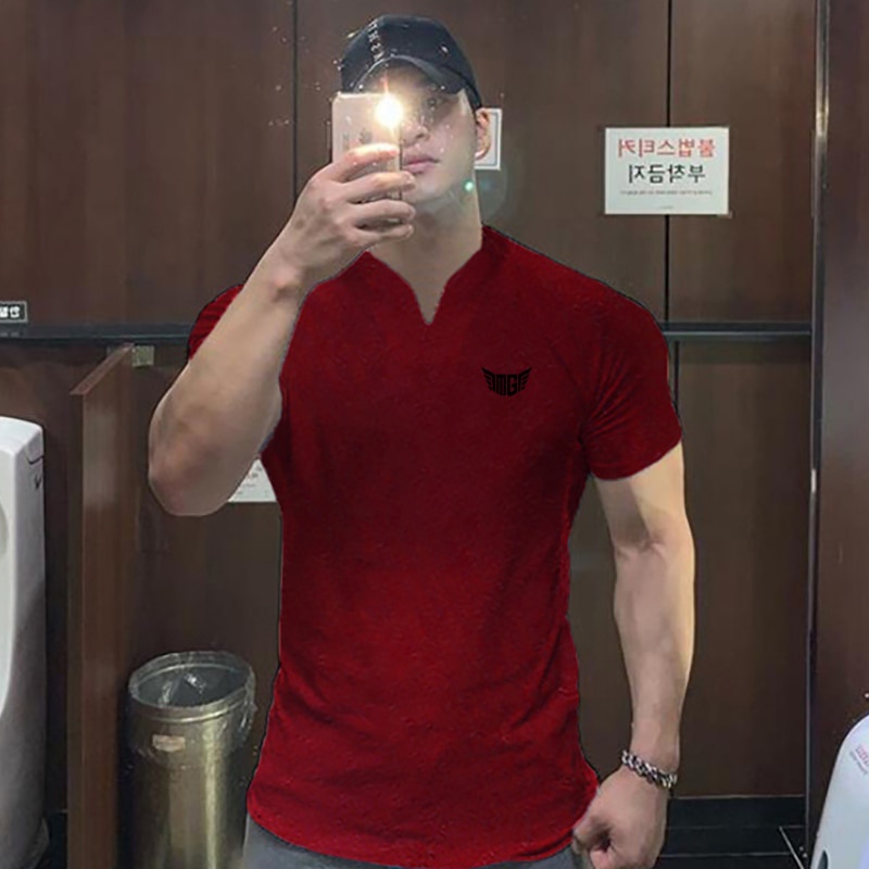Áo Thun Thể Thao Cổ Chữ V Tay Ngắn Bằng Cotton Thời Trang Cho Nam 2021