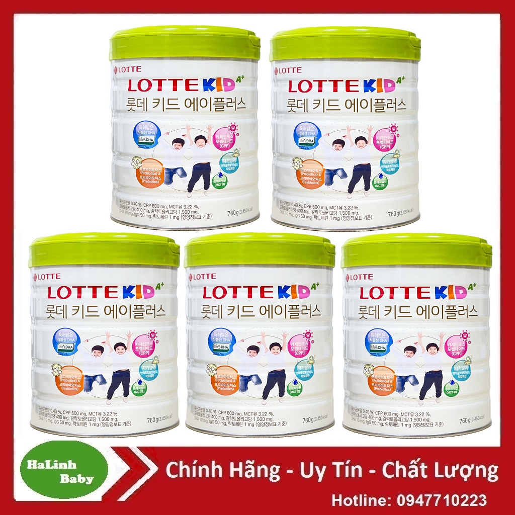 Combo 5 Lon Sữa Lotte Kid thay thế Kid power 750g [Date 2024]