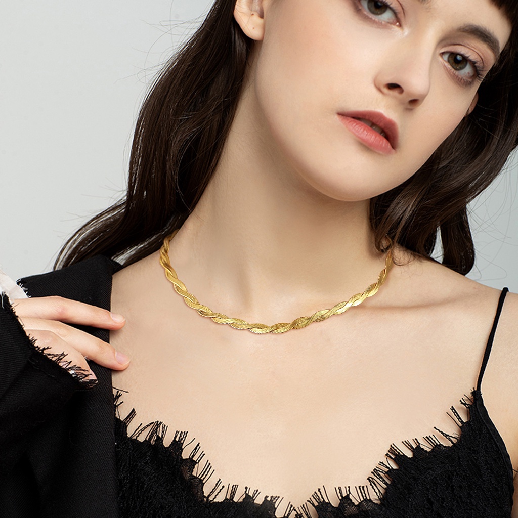 Vnox Vòng cổ Hợp Kim Mạ Vàng 14k Thiết Kế Mặt Hình Rắn Độc Đáo Thời Trang Cho Nữ