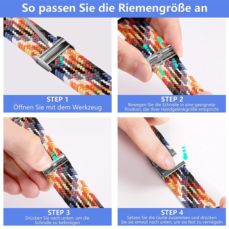 Dây Đeo Đồng Hồ Dạng Bện Co Giãn Điều Chỉnh Được 44mm 42mm 45mm 40mm 38mm Cho iWatch SE / Series 8 7 6 5 4