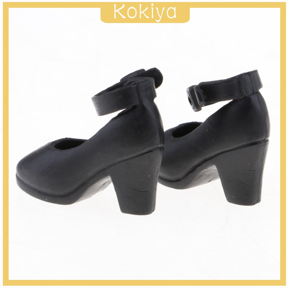 Giày Cao Gót Mini Màu Đen Cho Búp Bê Tỉ Lệ 1 / 6