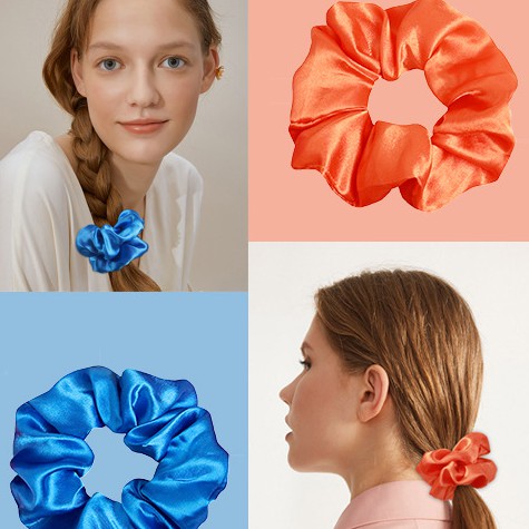 Dây cột tóc Scrunchies vải bóng trơn