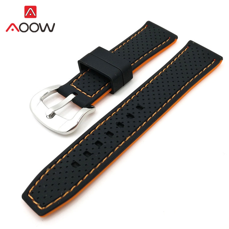 Dây Đeo Đồng Hồ Thể Thao Bằng Cao Su Silicon Chống Thấm Nước Dài 20mm 22mm 24mm