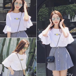 Set áo và váy kẻ