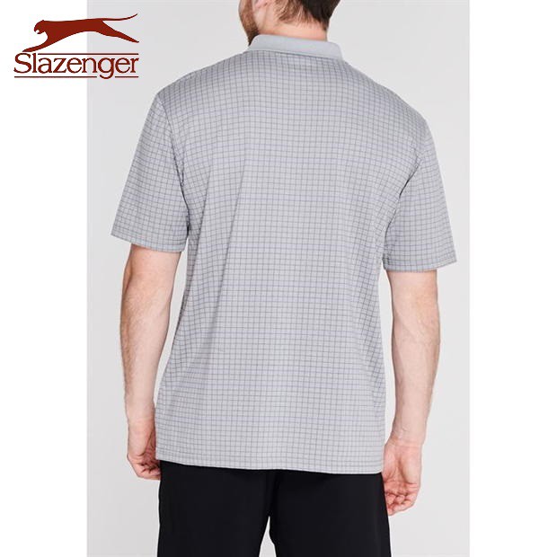 Áo thun nam Slazenger Check Golf Polo (màu Light Grey) - Hàng size UK