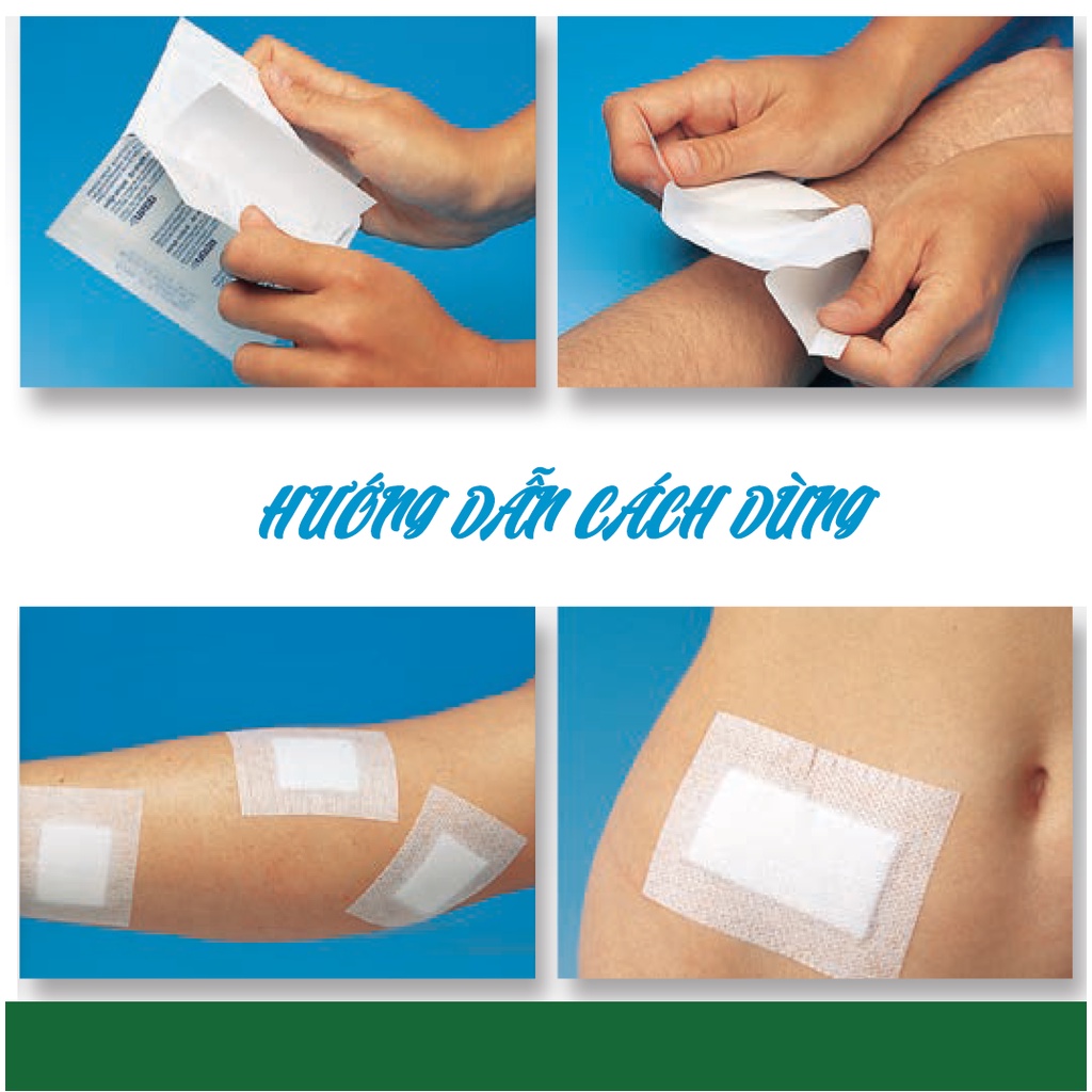 Băng Dán Gạc Vô Trùng Young Wound Dressing Vô Trùng Dán Vết Thương Thấm Hút Tốt Combo 10 Miếng