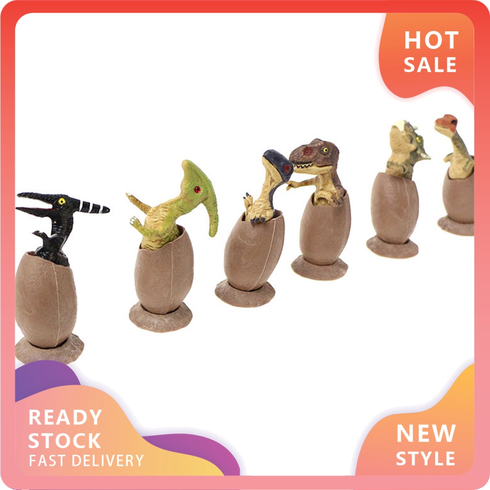 YX-MO 6Pcs/Set Simulation Hatching Dinosaur Egg Model Children Educational Toy Decor