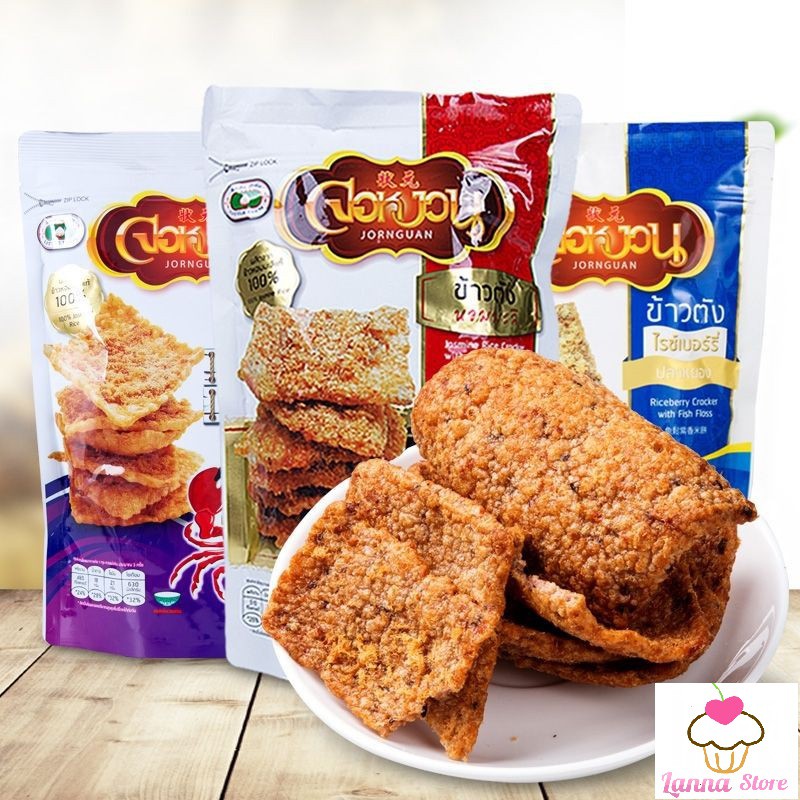 Cơm cháy chà bông Jornguan vị gà / cua / heo / cá gói 100g - Thái Lan