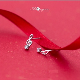Khuyên tai MUSICAL Bạc 925 cao cấp - Bông tai hình nốt nhạc phong cách Hàn Quốc - Phụ kiện thời trang STRANGERR