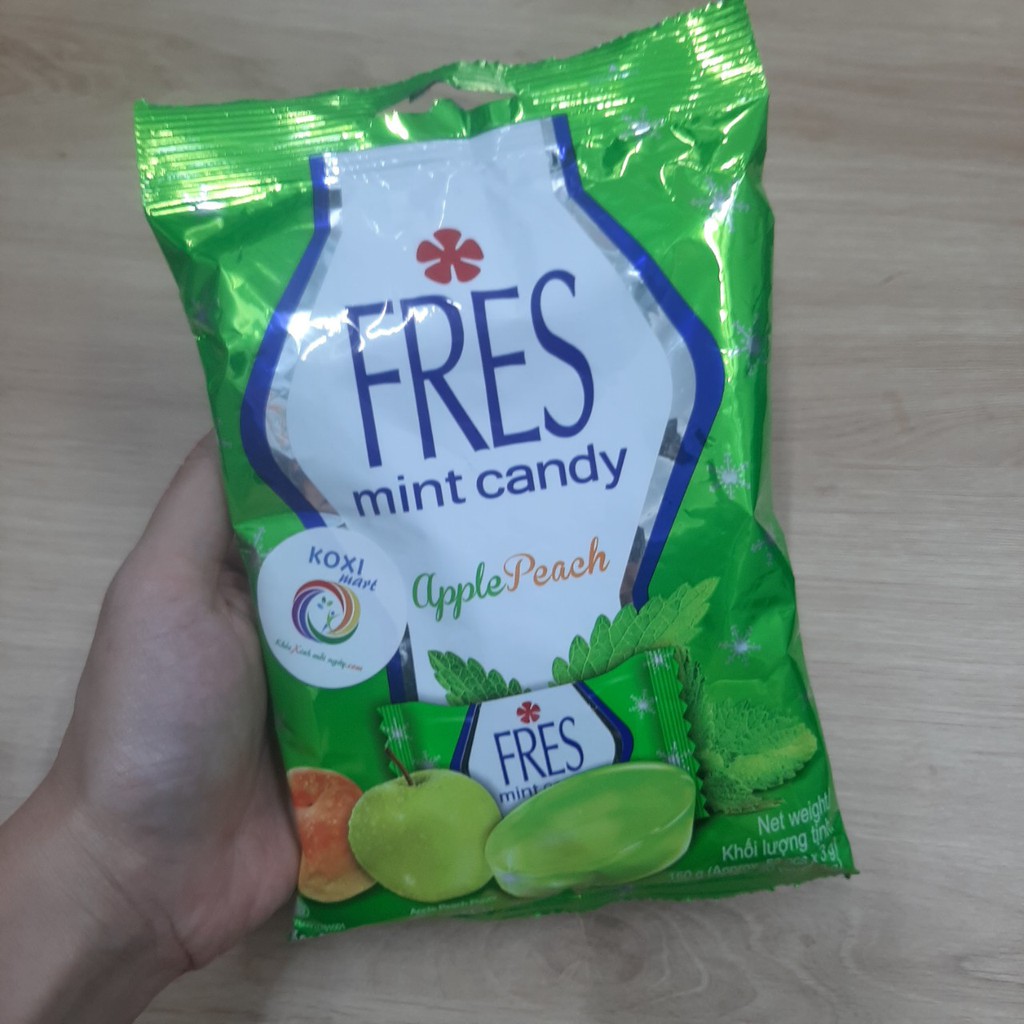 Kẹo trái cây bạc hà Fres Apple Peach gói 150g