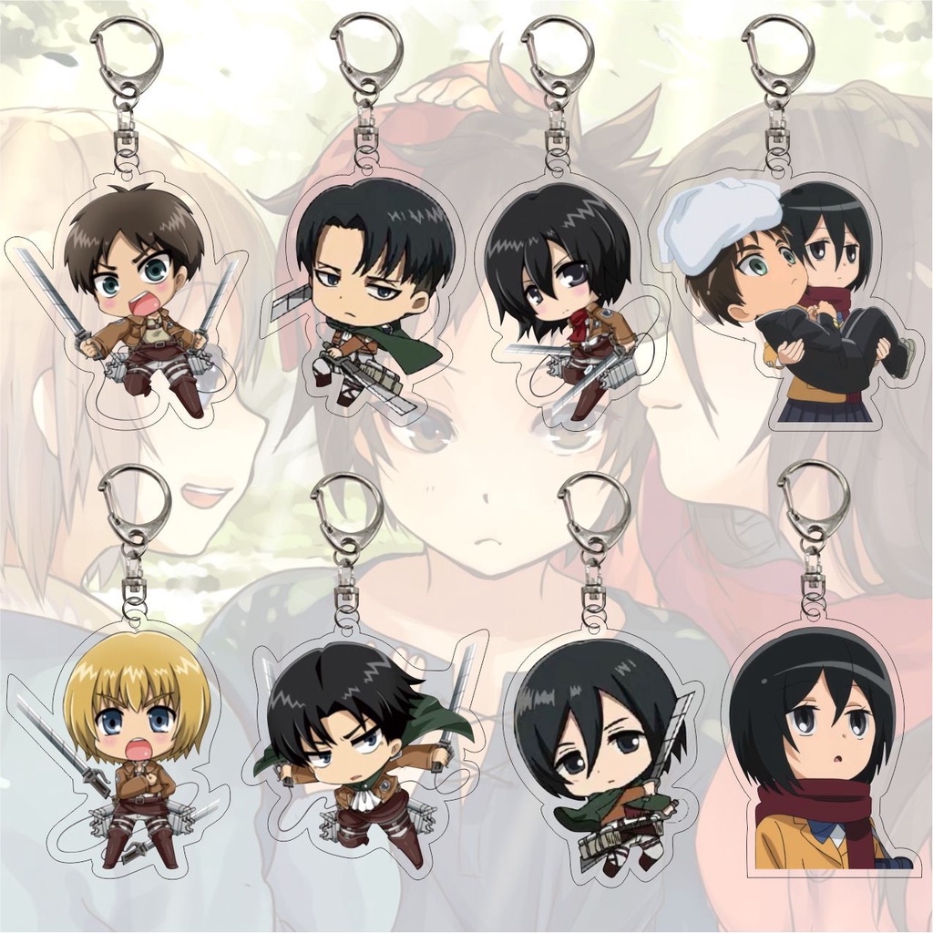 Móc Khóa Nhựa acrylic Hình Anime Attack on Titan Eren Jaeger Mikasa.Ackerman
