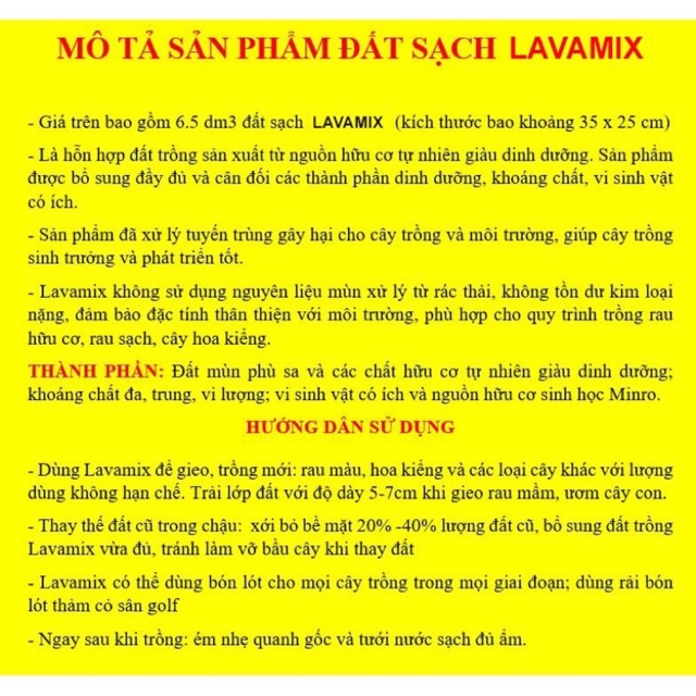 Đất trồng cây, đất hữu cơ đa dụng Lavamix - bao 6.5dm3 ~