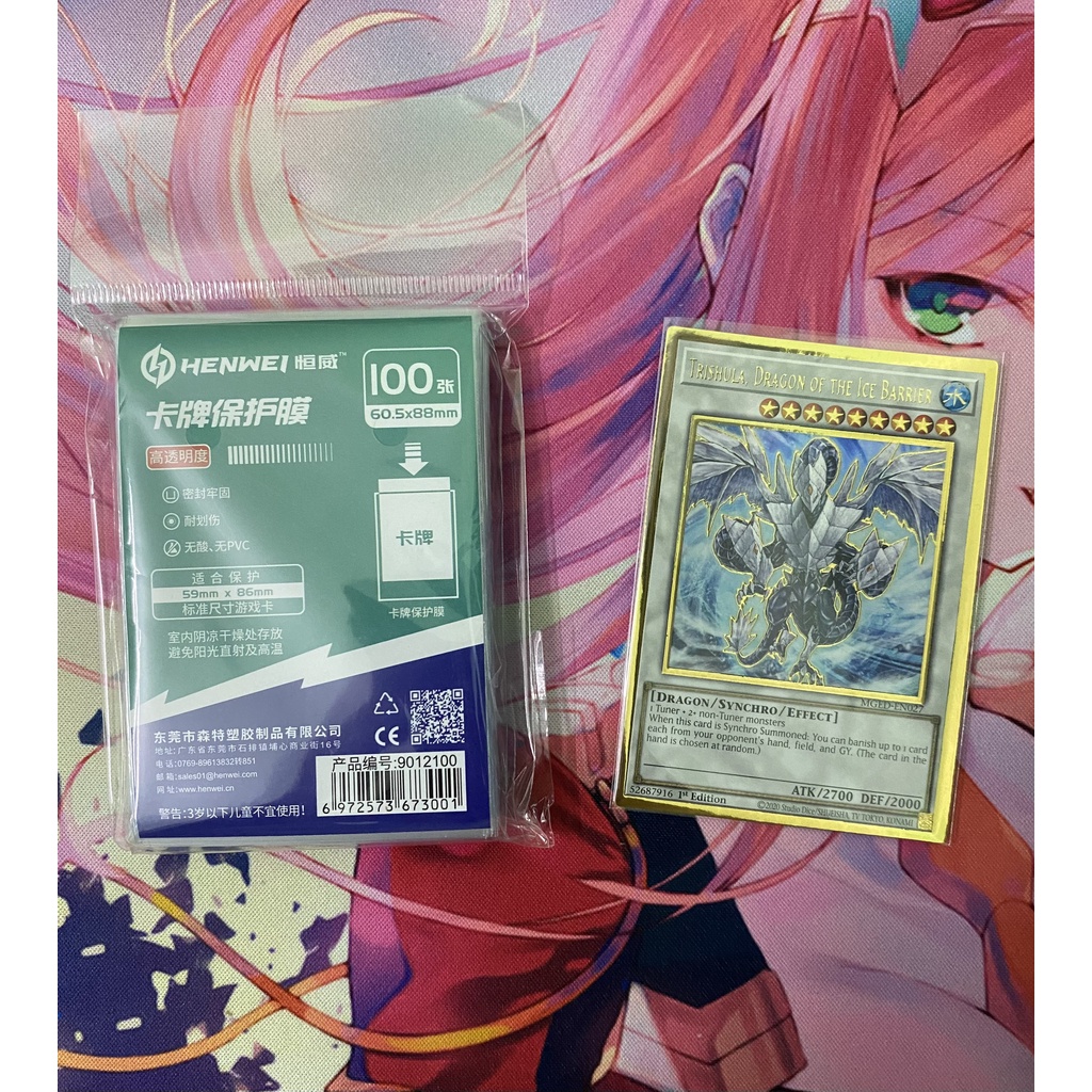 100 chiếc bọc bài khít trong suốt chính hãng Henwei cho thẻ Yugioh, Vanguard.