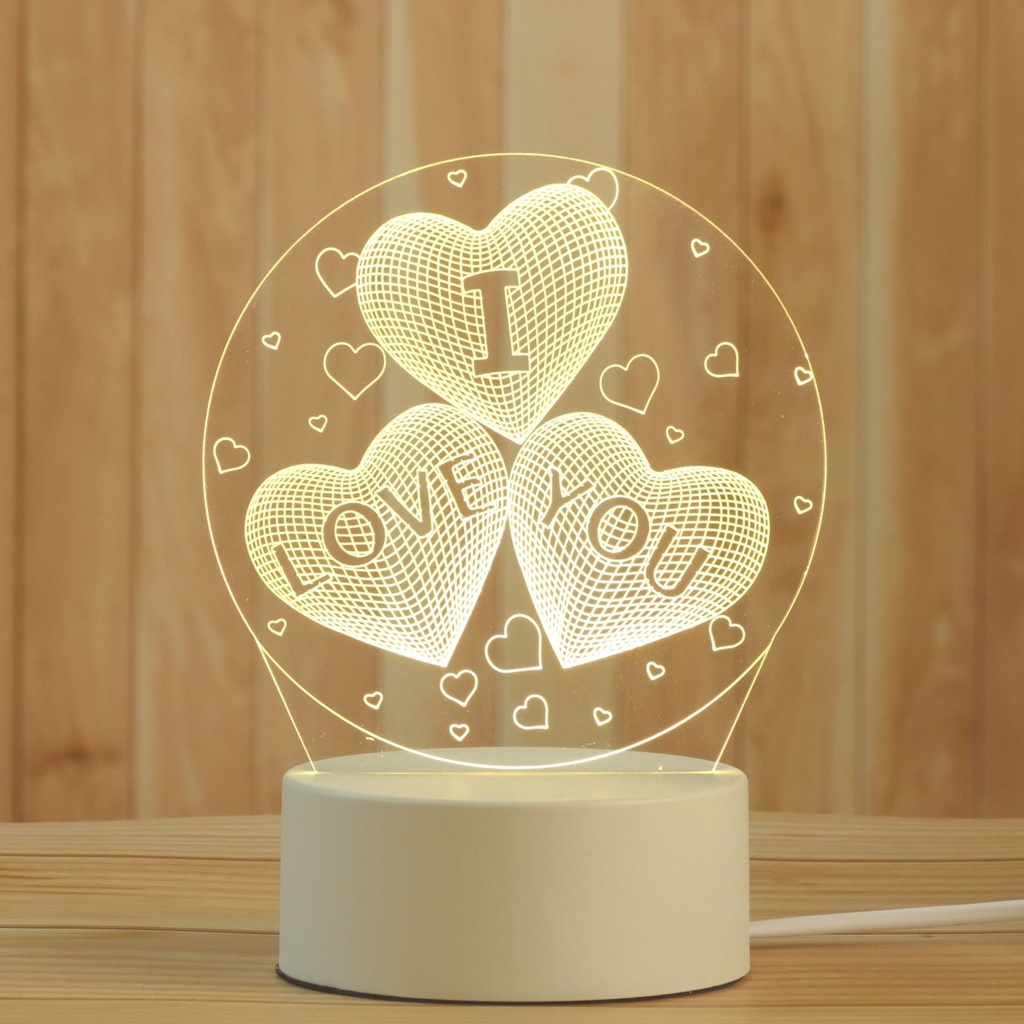 Đèn ngủ để bàn 3D trang trí dễ thương bóng led decor phòng 3 màu cắm điện 220V quà tặng sinh nhật đồ lưu niệm