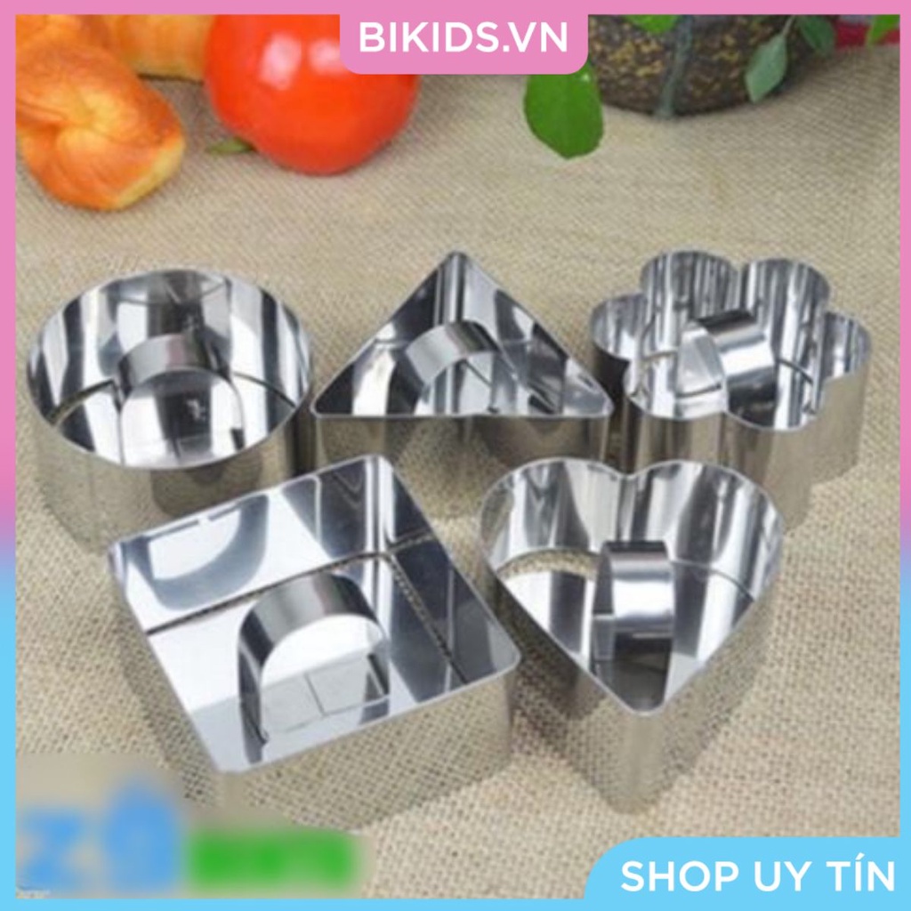 BỘ 5 KHUÔN ĐA NĂNG ÉP CƠM, LÀM BÁNH VUÔNG TRÒN TAM GIÁC HOA TRÁI TIM - Cao cấp