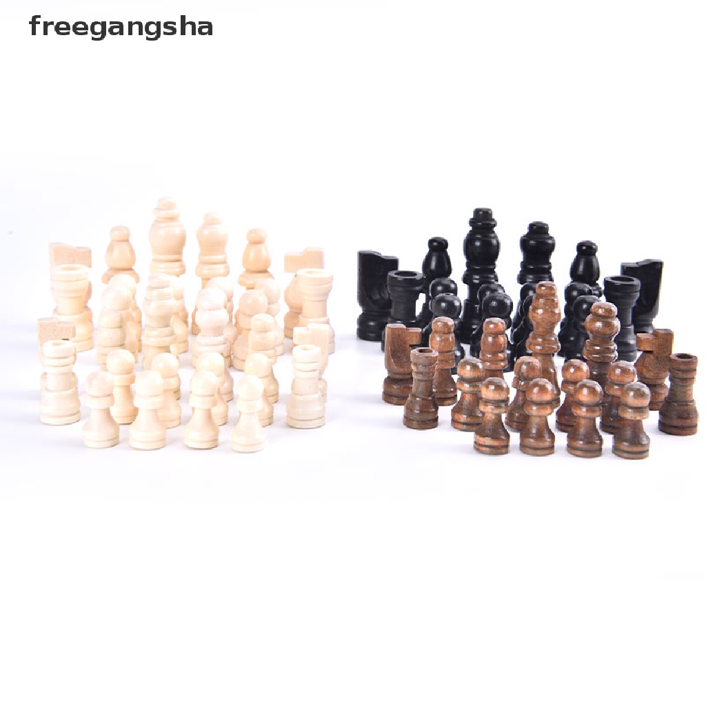[FREG] 32pcs Wooden Chess Pieces Complete Chessmen International Word Chess Set Chess FDH