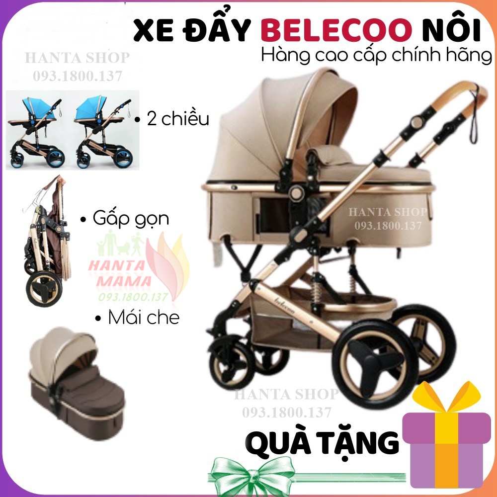 [Free Ship] Xe đẩy cho bé Belecoo A10, xe nôi gấp gọn 2 chiều có mái che cho bé từ sơ sinh-3 tuổi chịu lực 25kg