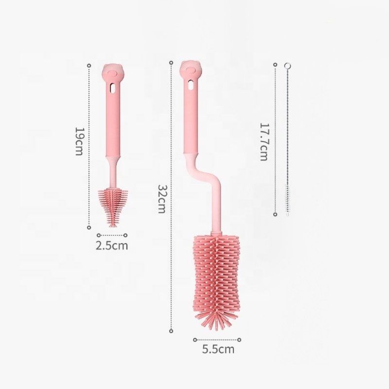 Bộ cọ rửa bình sữa 2 chị tiết, chất liệu silicon siêu bền, ăn toàn tuyệt đối với bé, thiết kế phù hợp mọi loại bình