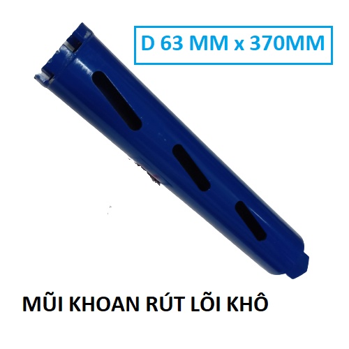 Mũi khoan rút lõi khô kích thước 63x370mm lưỡi hợp kim chuyên dùng cho thợ điều hòa