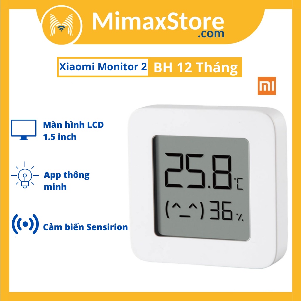 [Hoả Tốc -HCM] Nhiệt Ẩm Kế Bluetooth Xiaomi MI Temperature and Humidity Monitor 2 | Chính Hãng | BH 12T  | Mimax Store