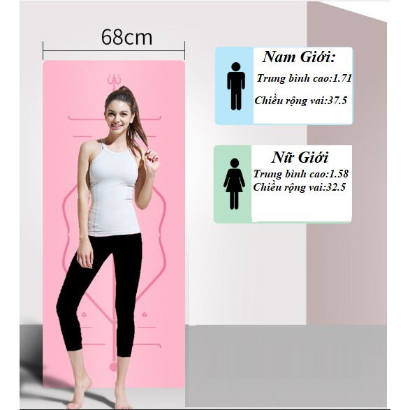 Thảm tập yoga cao su thiên nhiên PU định tuyến tặng Túi đựng + dây buộc